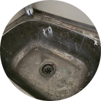 process of removing brownish and dirts form sink