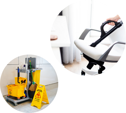 Cleaning Chairs and Cleaning in Progress Sign